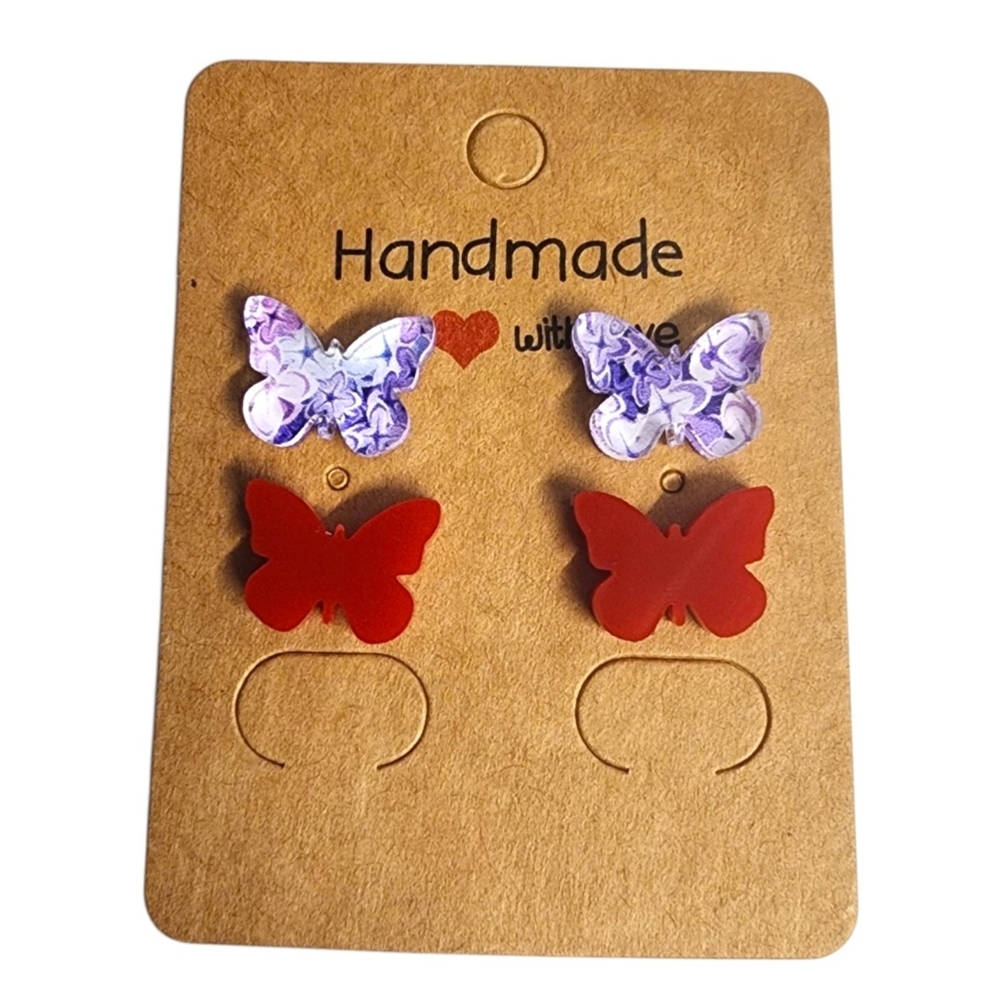 Berry Twilight Drift Acrylic Stud Earrings - 2 Pair